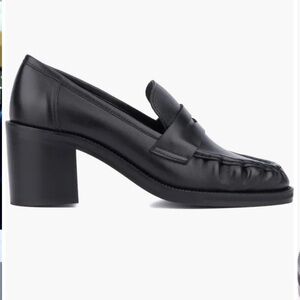 🇮🇹 Aquatalia Waterproof Black Heeled Penny Loafers